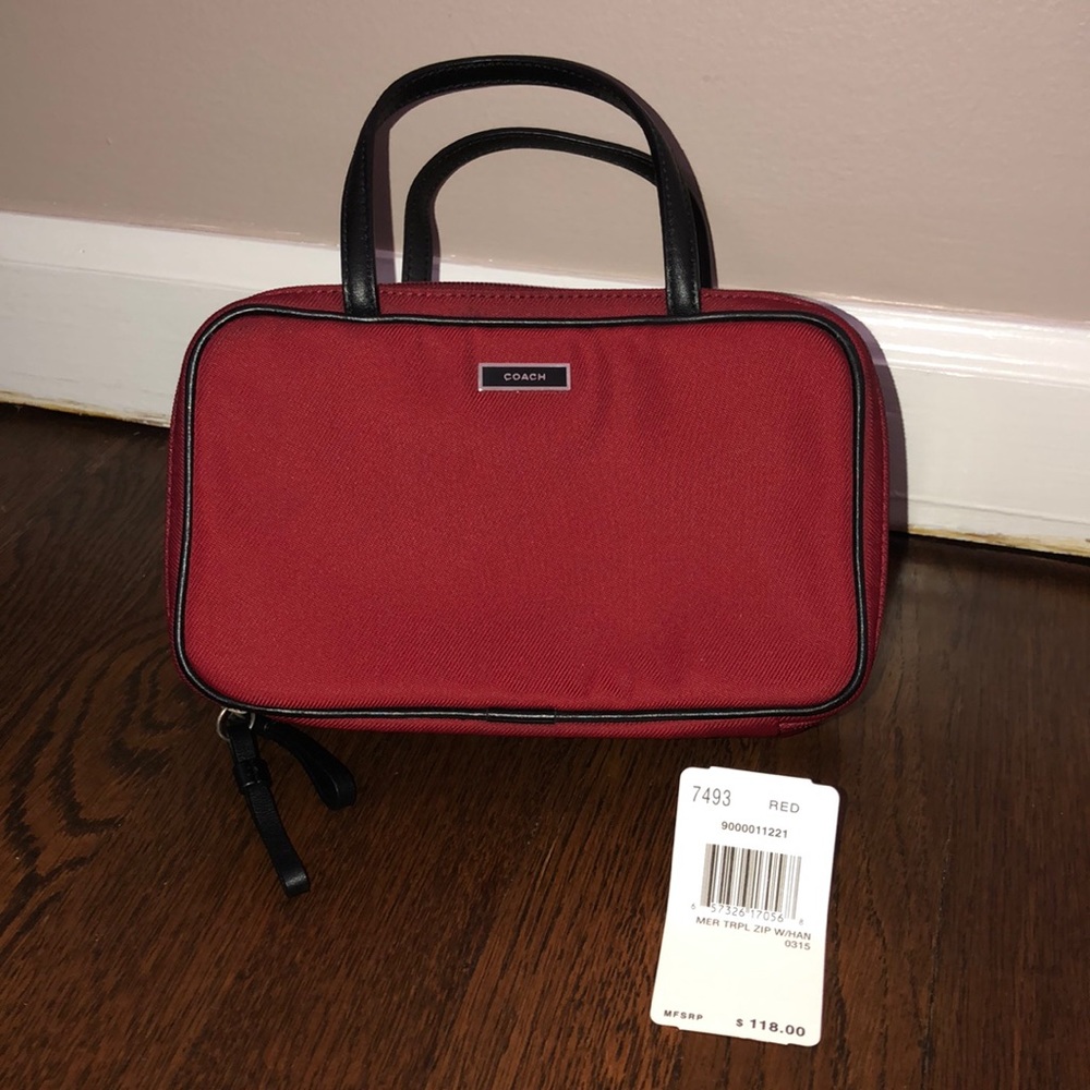 Coach cosmetic bag 3 zipper compartments